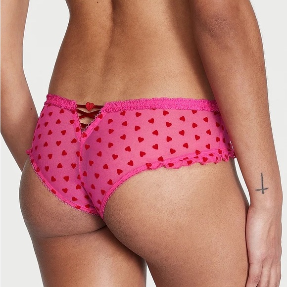 Victoria's Secret Tease Cheeky Panty Pink with Hearts Large NEW - Picture 3 of 8